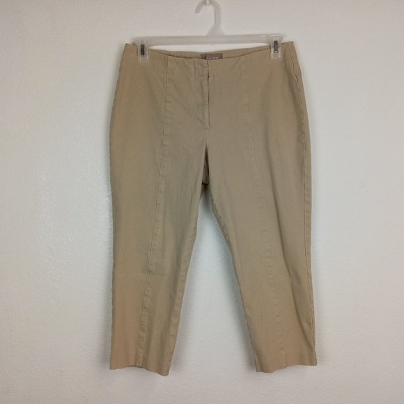 Chico's Crop Ankle Pants Women's Size 1 M/8 Beige Mid Rise Cotton Blend. EUC. - Picture 1 of 15